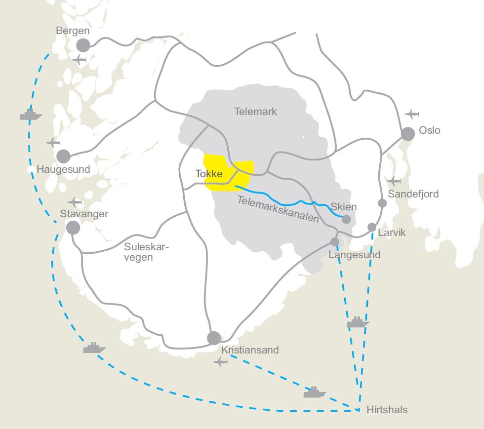 5.4 SAMFERDSEL, INFRASTRUKTUR E134 er ein nasjonal hovudveg mellom aust og vest som er særs viktig for utvikling av Tokke kommune og Vest Telemarkregionen i framtida.