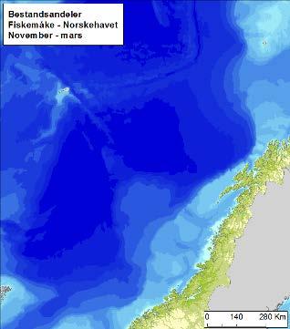 Figur E -4 Fordeling av alkekonge (Alle alle) i Norskehavet, i sommer (april-juli), høst (augustnovember) og vintersesongen (november-mars), basert på