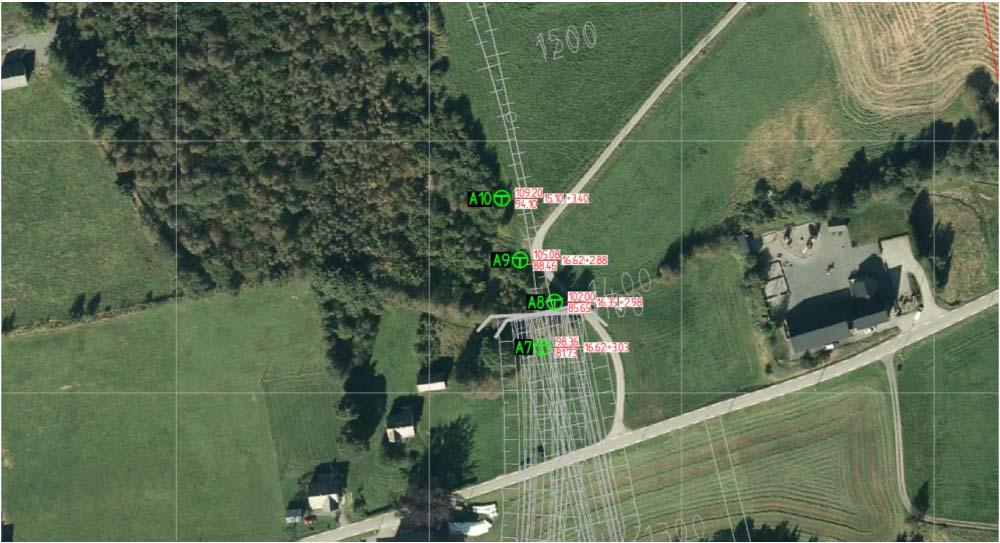 grunnboringer. Boringene her viste en løsmassemektighet på 15,1-16,6 meter. Det er derfor forventet at påhugg kan etableres ved profil nr.