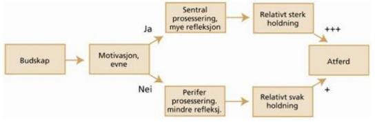 sentral eller perifer rute, basert på ulik grad av refleksjon.