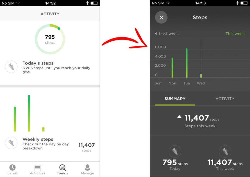 Registrere formen din Om aktivitetsmåling Du bruker TomTom Touch til å registrere hvor aktiv du er. Her er noen av tingene du kan gjøre: Opprett et kroppsmål for kroppsfett, muskler eller vekt.