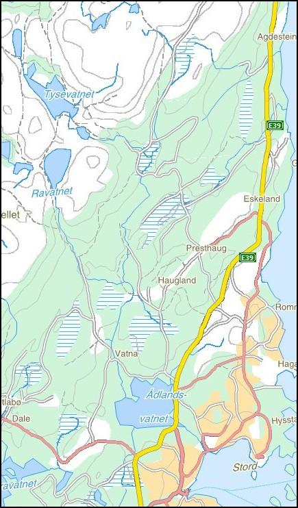 2 ÅDLANDSVASSDRAGET Ådlandsvassdraget munnar ut i sjøen i Leirvik sentrum på søraustsida av Stord. Nedbørfeltet er ca 30 km² og gjennomsnittleg vassføring gjennom året er berekna til ca 1,7 m³/s.