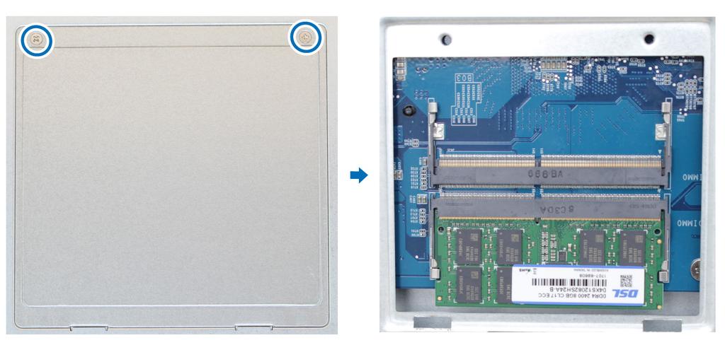 Legg en RAM-modul til DiskStation Den valgfrie Synology DDR4 RAM-minnemodulen er utviklet for DiskStation-minneutvidelse.