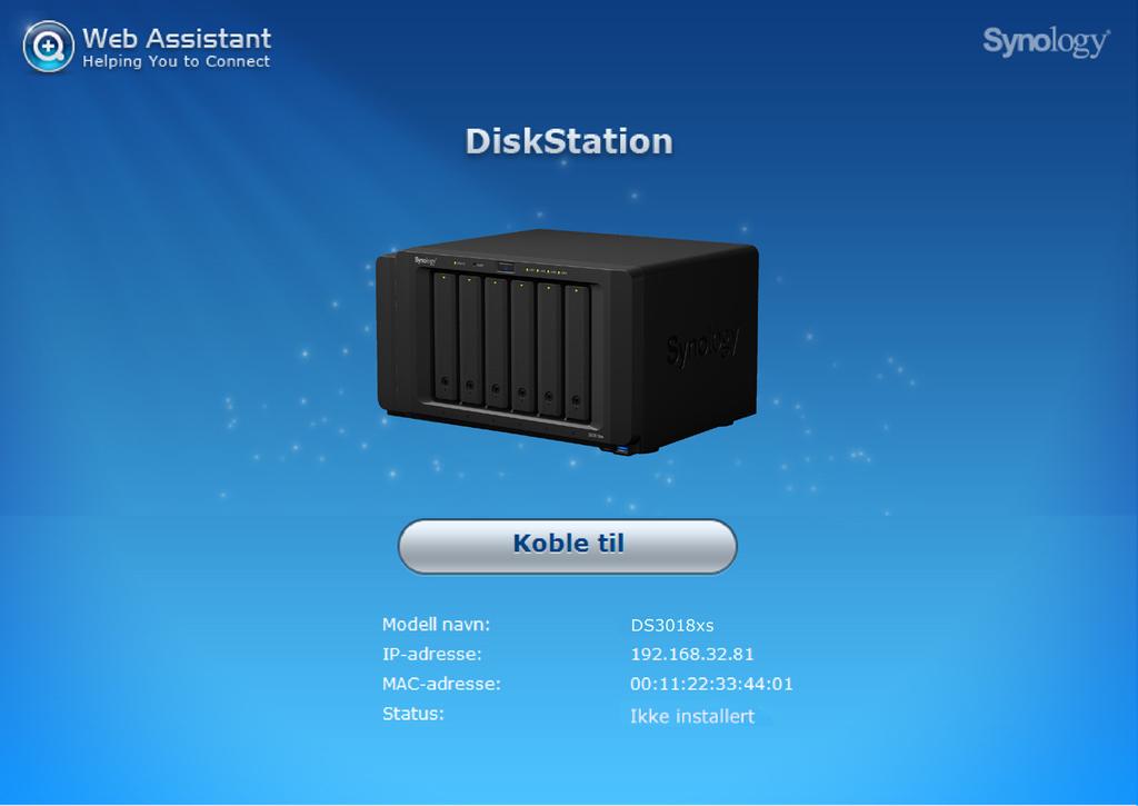 Kapittel Installer DSM på DiskStation 3 Når maskinvareoppsettet er fullført, installerer du DiskStation Manager (DSM) Synologys nettbaserte operativsystem på DiskStation.