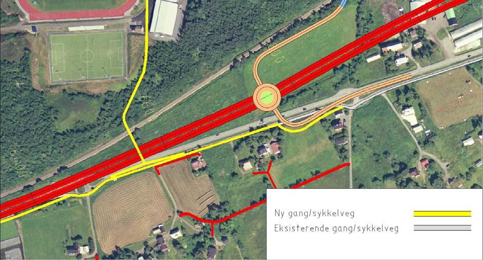 Fig. 31 Gang-/sykkelveger Mørkved 4.2.7 Kollektivtrafikk Det forusettes at buss som skal betjene bebyggelse langs eksisterende veg, kjører denne.