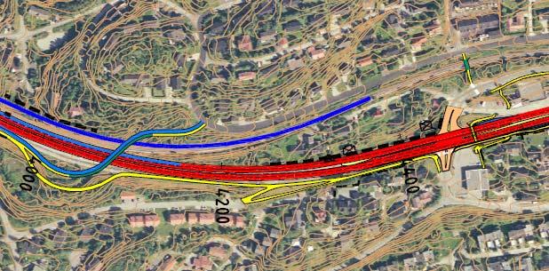 På strekningen Hunstadmoen Stormyra er ytterste felt reservert for kollektivtrafikk og biler med minst en passasjer, - et sambruksfelt.