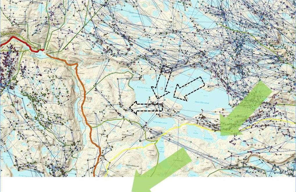 Kongshellerområdet ligg nord for Geitryggen og dette området er viktig for dyra sine høve til å koma inn på sjølve Geitryggen og såleis tilhøva for dyra til å trekke over Geitryggen og sørover inn i