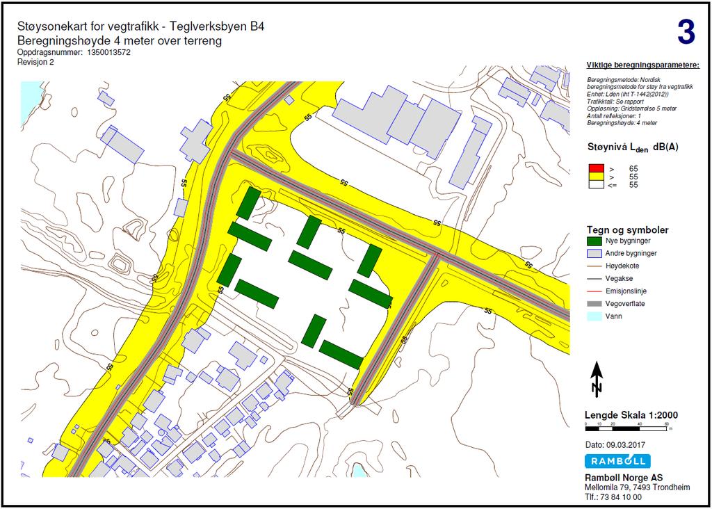 12 (13) STØYUTREDNING Figur 6 Støysonekart for vegtrafikkstøy iht.