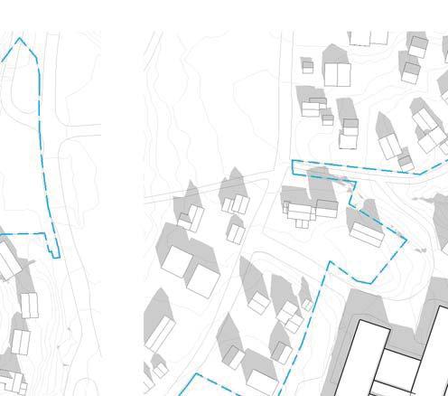 Tilbygg i nord-øst + Gode solforhold på skolegård + Gir gode solforhold i nytt uterom + Legger ikke beslag på eksisterende