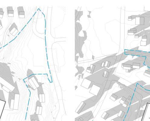 utforming av ﬂere utearealer med ulike kvaliteter Utsikt til natur fra