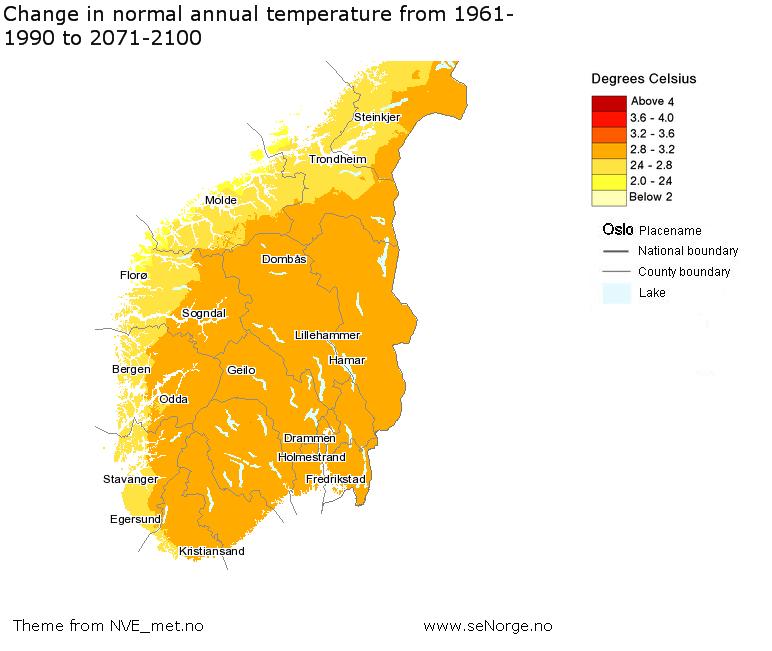 gjennomsnitts- Temperatur + 2.