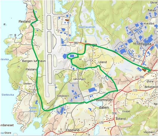 og syd for banetraséen. En eventuell forlengelse av banen til Blomsterdalen endrer ikke dette.