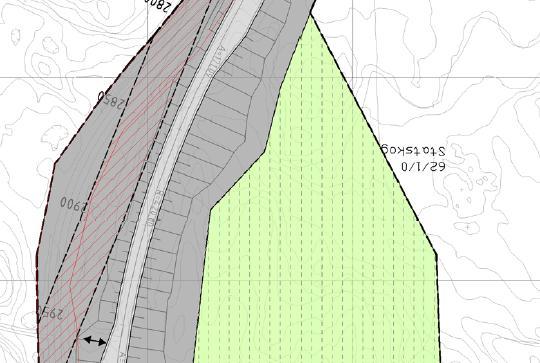 5.4 Planlagt arealbruk Utsnitt av reguleringsplan Bildet over viser typisk utsnitt av reguleringsplanen som viser de ulike formålene: - Grått område veg - Grønt område landbruks-, natur og