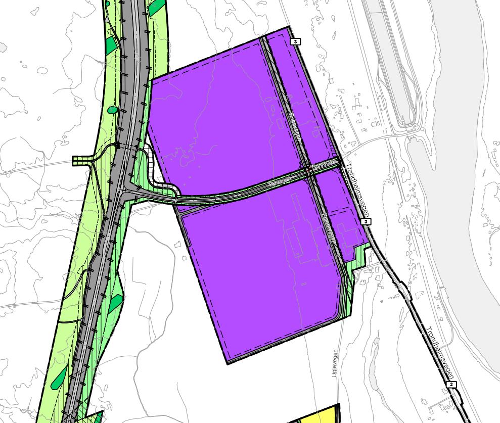 Planområdet er avsatt til erverv og består av området I2 R innenfor «Kommunedelplan for Elverum byområde». Arealet som er avsatt til framtidig erverv er ca.