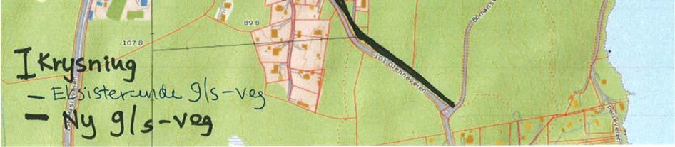 4.3.2 Dagens trasé på sørsiden og videre forlengelse på nordsiden av Glenneveien Figur 4-5: Forlengelse av dagens gang- og sykkelvei på nordsiden av Glenneveien Figur 4-5 viser fortsettelse av dagens