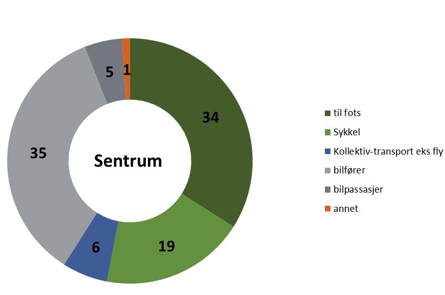 Fig. 5.3. Figuren viser avgrensing av områdene som det refereres til i reisevaneundersøkelsen. Sentrum er inkludert Eg, Grim og Lund. Figur 5.