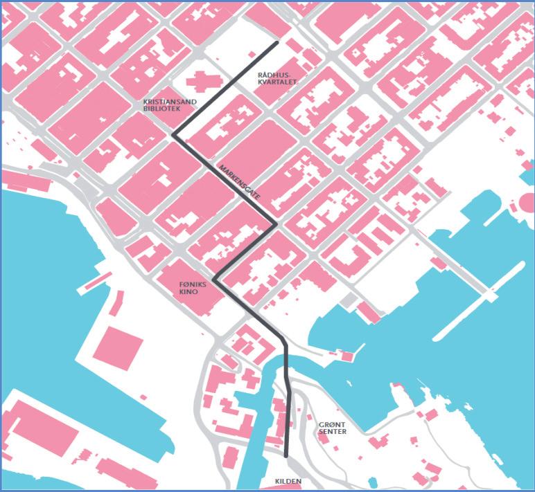 Kulturakse Kongens gate Vestre Strandgate - Gravane Fig. 8.4. Kartet viser «Kulturaksen» - koblingen mellom Torvet og Odderøya jfr. Kommunedelplan for Kvadraturen og Vestre havn, del 1.