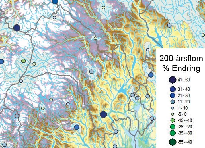 KLIMAPROFIL BUSKERUD og fordampning. Endringene i en bestemt sesong kan derfor bli store: Om vinteren forventes økt vannføring fordi nedbøren øker og mer vil komme som regn i stedet for snø.