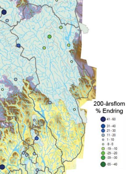 KLIMAPROFIL HEDMARK En del bebyggelse er anlagt på skredvifter og elvevifter rundt små og store elver. Hedmark har dessuten utfordringer med bebyggelse langs enkelte bratte, masseførende sidevassdrag.