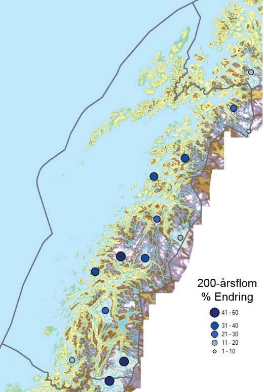 KLIMAPROFIL NORDLAND i stedet for snø forventes å endre flomregimet i Nordland fram mot 2100: Nedbøren forventes å øke og en stadig større andel vil komme son regn.