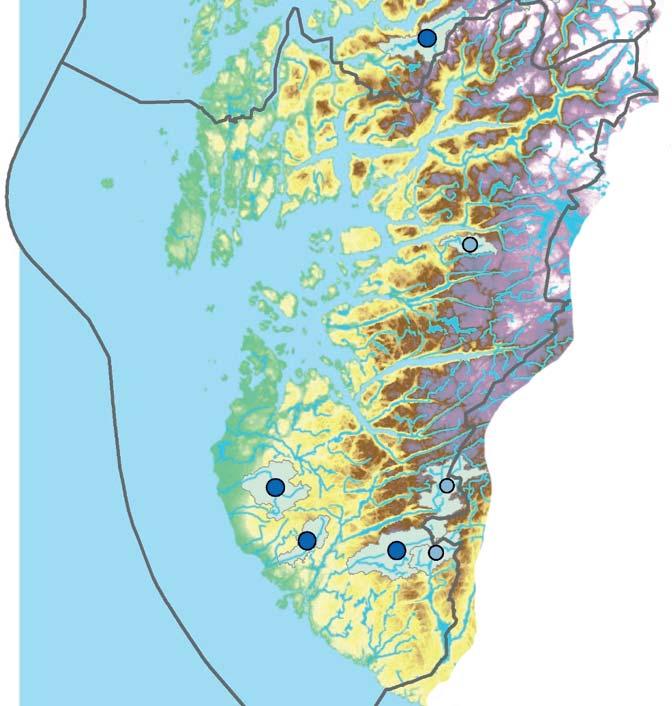 KLIMAPROFIL ROGALAND Figur 2. Forventet prosentvis endring i medianverdien for 200-års flom fra 1971-2000 til 2071-2100 (fra [5]).