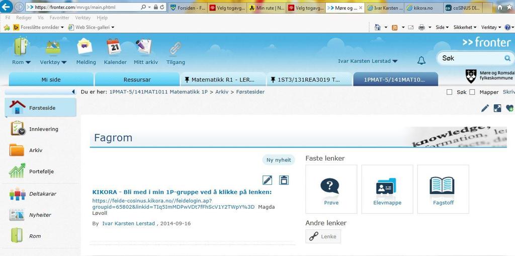 Fronter: FEIDE-pålogging (via fagerlia.vgs.