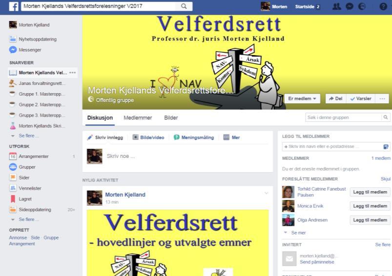 Åpen Facebookside litt & nytt «bonusmateriale» Morten Kjellands