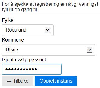 Et eksempel med Utsira kommune NB! Ta godt vare på brukernavn og passord.