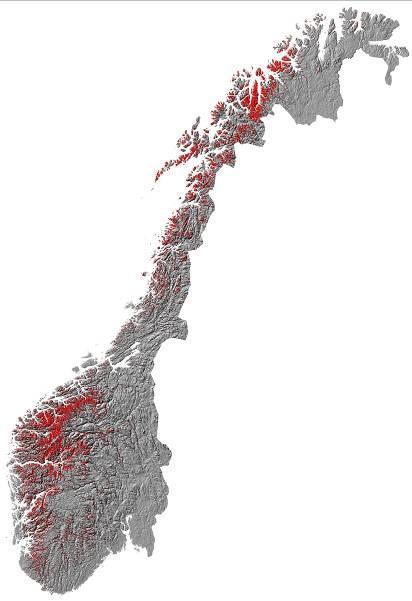 Eksisterende aktsomhetskart for steinsprang Oversiktskart som viser