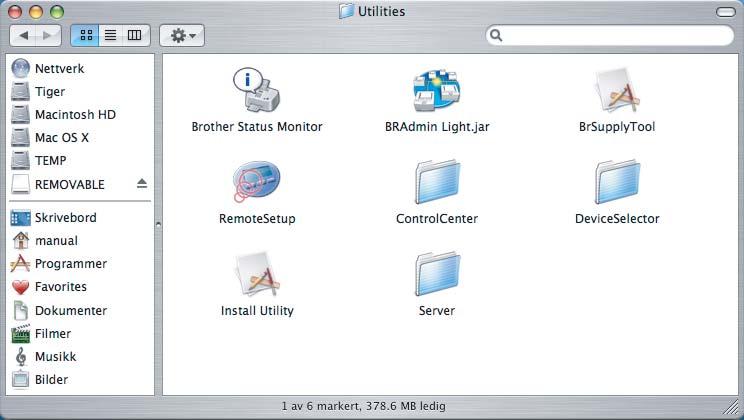 OS X 10.3.9 eller senere. BRAdmin Light-progrmvren instlleres utomtisk når du instllerer skriverdriveren.