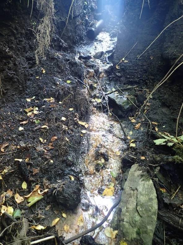 150 meter ovenfor der Eikhaugvegen krysser Søftelandselva er det et litt udefinert utslipp (UTM 32 V 303994 6683638); vannmengdene som kommer herfra er relativt små, men det ble