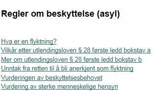 Med utgangspunkt i dette skal vi nå se på hvordan disse språklige normene gjør seg gjeldende i «Regler om beskyttelse (asyl)».