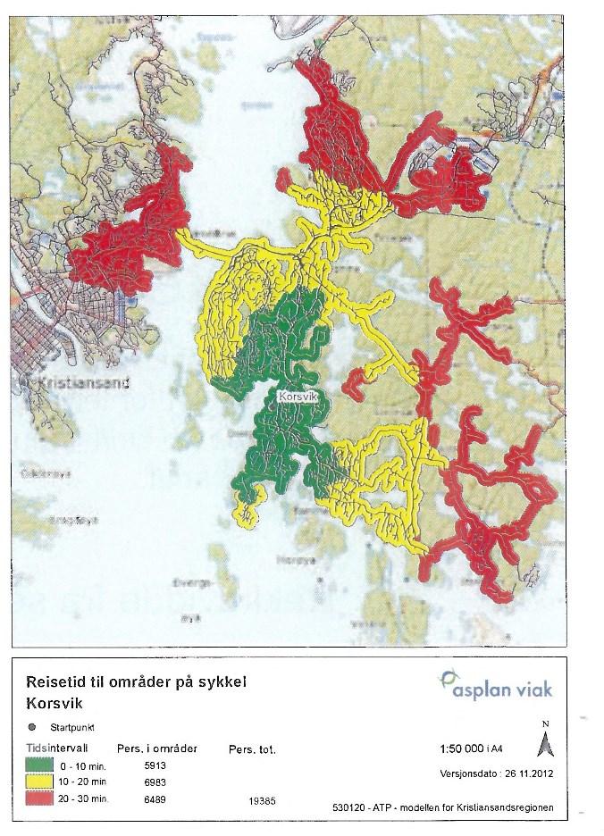 Rapport om ATP-modellen (2013) gir interessante opplysninger om potensiale for bl.a. sykkelreiser til ulike deler av kommunen ved å koble registreringer av geografisk lokalisering av befolkning og sykkelveinett.