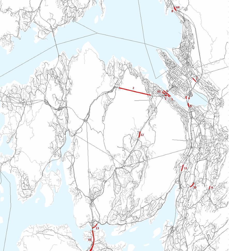 Tabell 1: Bomtakster i bomringen rundt Bergen sentrum.