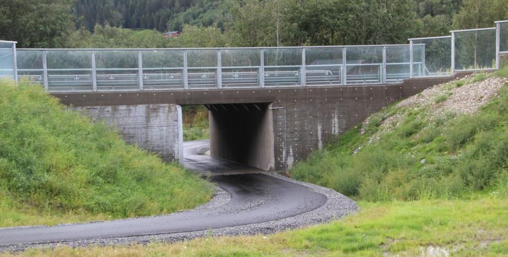 Det er plass for E6 med tverrsnitt H8 under bruen men ikke lokalvegen som fører til spesialløsning for lokalvegen i forslag 1 og 2.