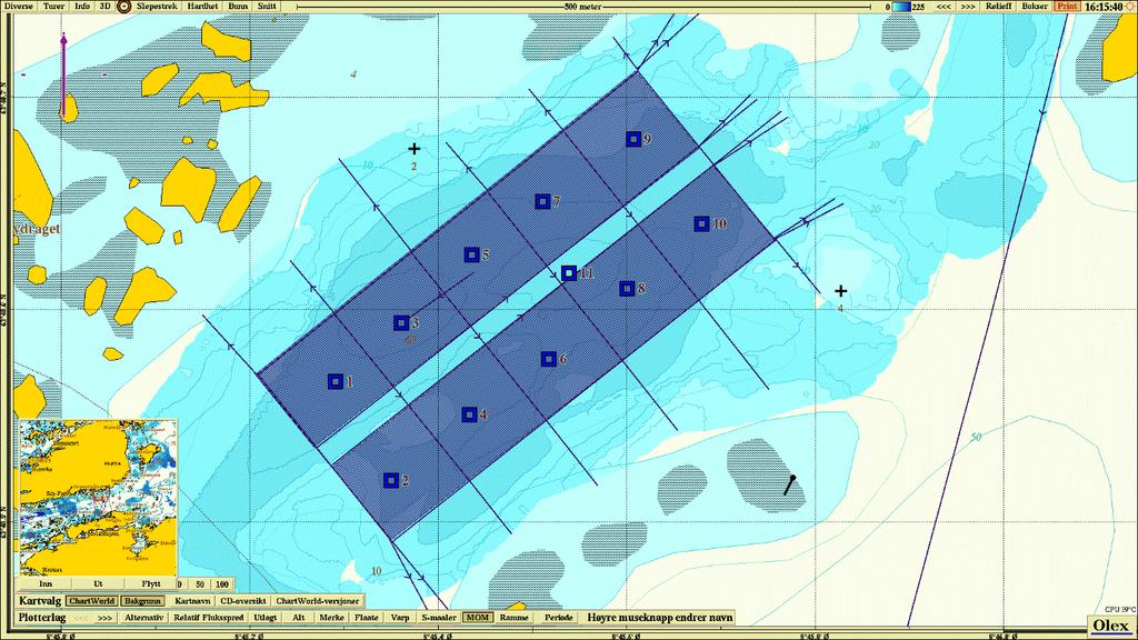 Figur 7. Topografisk kart (nordlig orientering) med avmerking av anlegget og prøvestasjoner.