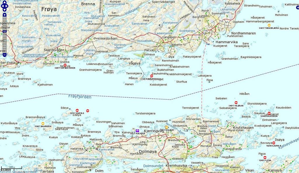 2. Materiale og metode 2.1 Område og stasjonsvalg Måøydraget ligger sør for Flatval i Frøya kommune i et område ved holmer og skjær (figur 1 og 2). Figur 1.