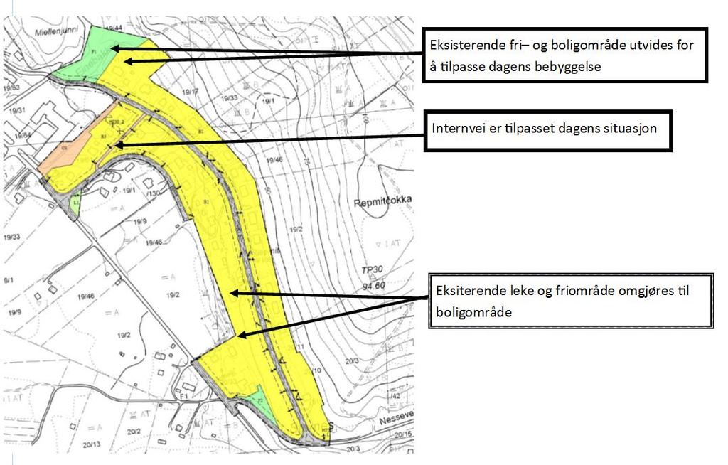 4. Beskrivelse av planforslaget 4.1. Planlagt arealbruk I forbindelse med oppstart ble det lagt ved følgende illustrasjon (fig. 8) for å illustrere planlagte endringer.