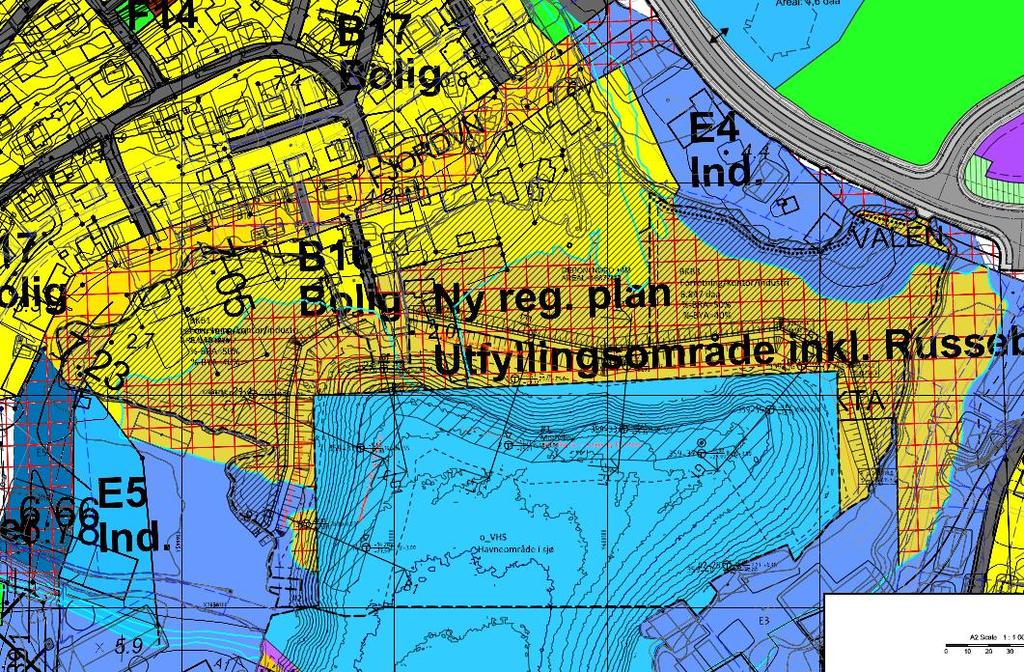 9 VIRKNINGER AV PLANEN Utsnitt der med planforslagets og prosjektert grunnlag (sort) er lagt over gjeldende plangrunnlag.