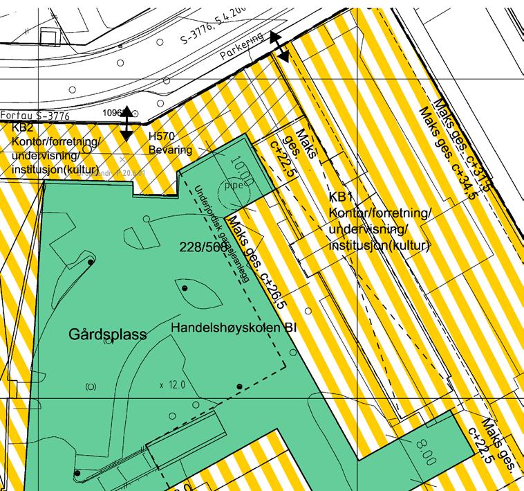 Figur 1-16: Eksempel hvor underjordisk garasjeanlegg ikke defineres som eget arealformål. 1.5.