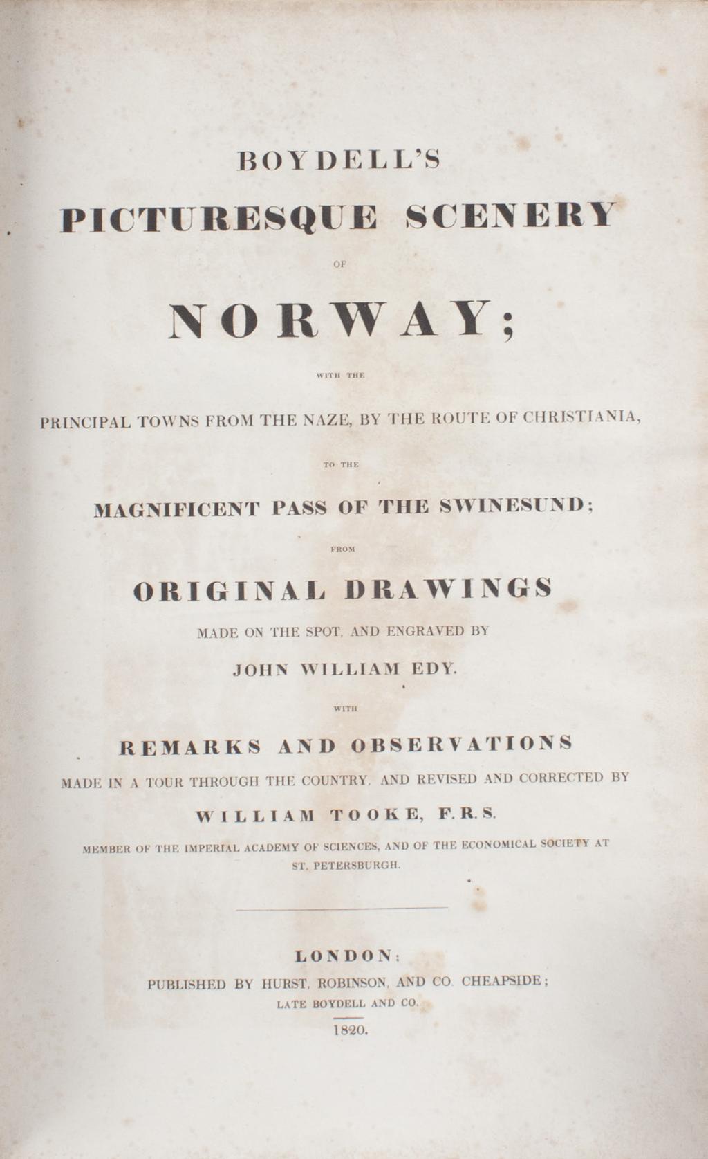 - 4 - Boydell s Picturesque scenery of Norway Second issue i originalt blått helskinnbind. (John W. Edy) - Boydell.