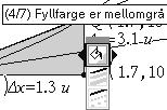 Tast b, velg 4:Vindu, 1:Akser innstillings dialog, og legg inn verdiene for XMin og XMaks. Tast. Passende ytterverdier for y får du ved først å taste b. Så velger du 4:Vindu og A:Zoom Tilpasning.