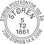 1995 STØREN POSTKONTOR 175 ÅR STØREN Forminsket stempelavtrykk Reg brukt?