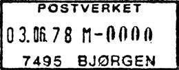 85 IWR til 30.04.91 KjA Stempel nr. 6 Type: I2?N Utsendt?? BJØRGEN A Innsendt?? 7495 Registrert brukt fra 26.05.89 KLV til 25.