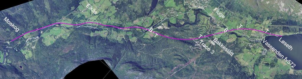 Alternativ Fartsgrense Dimensjoneringsklasse Veglengde [m] Trace km/t H4 H5 H8 Veg Bru Tunnel