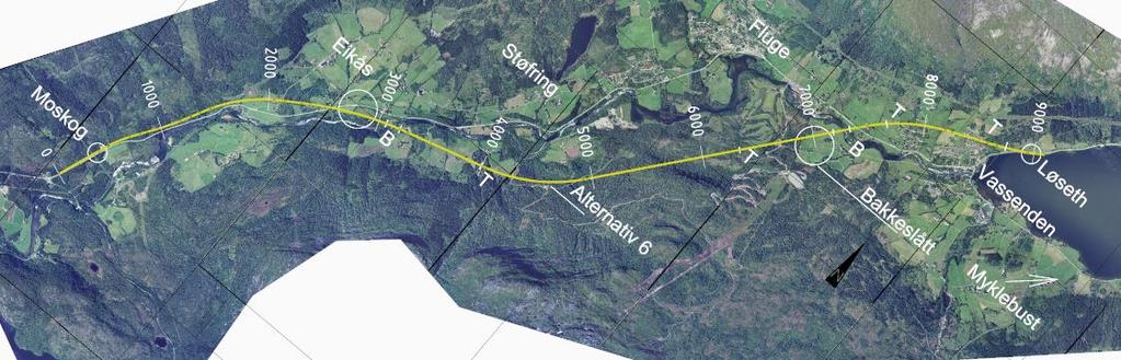 Alternativ Fartsgrense Dimensjoneringsklasse Veglengde [m] Trace km/t H4 H5 H8 Veg Bru Tunnel Totalt 6 110 pga R H min