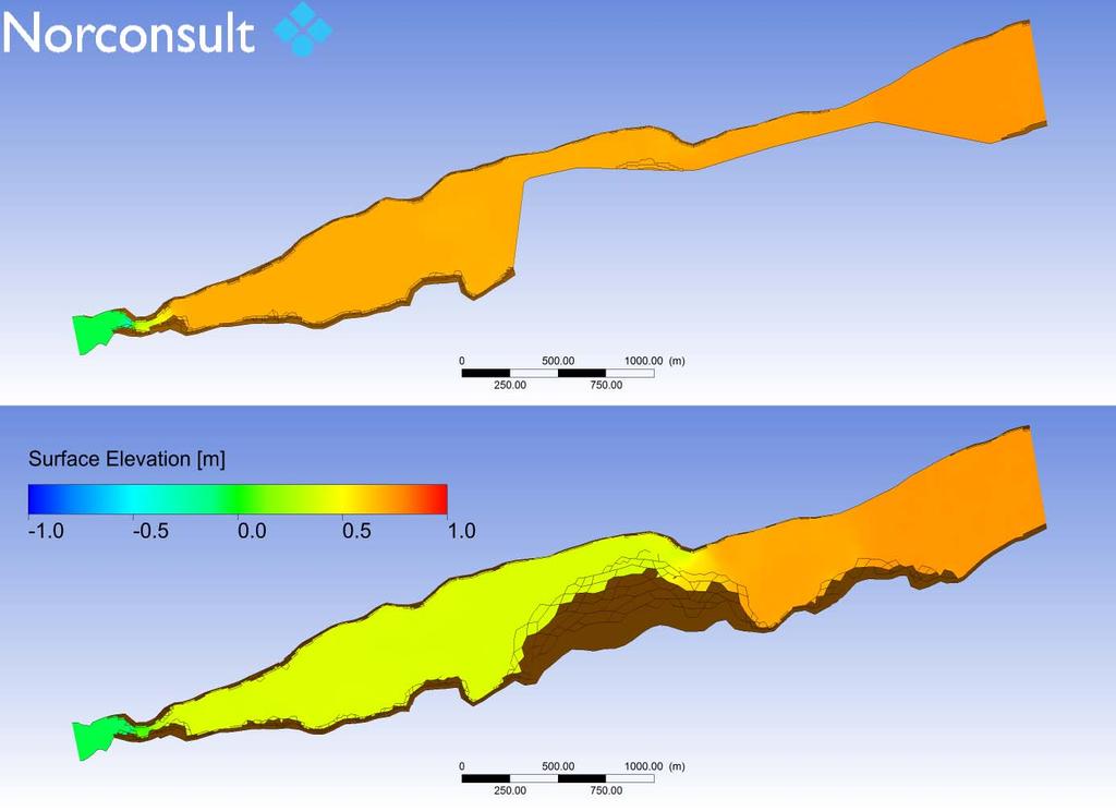 Side: 8 av 40 1.3 Tiltakets innvirkning på strømning og salinitet Tiltakets innvirkning på strømforhold er modellert med en CFD strømningsmodell (Notat 332b).