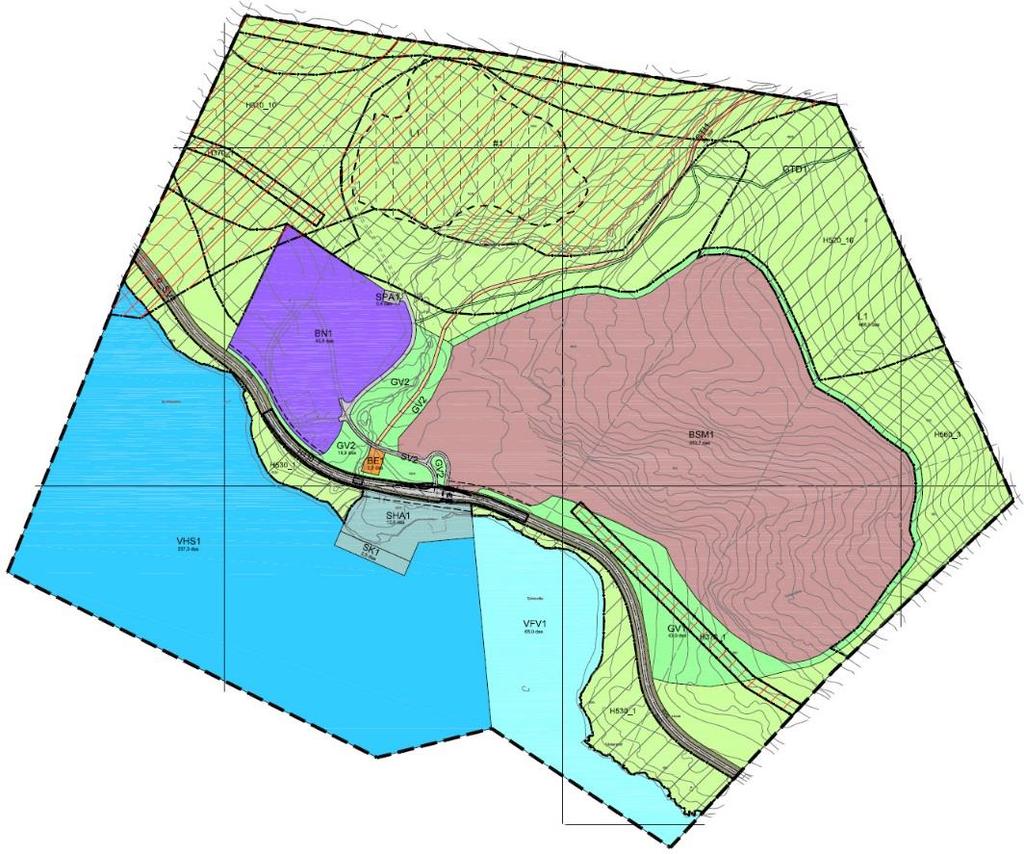 Ca. 3 daa av hensynssone reindrift omreguleres til næringsformål (vest for nytt parkeringsareal i forslag til reguleringsplan). Fig. 5.