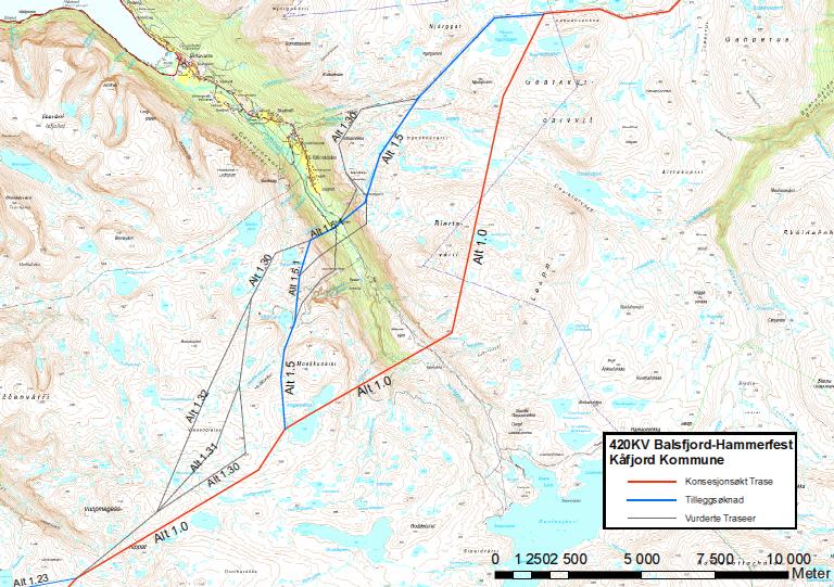 Tilleggssøknad - 420 kv Balsfjord - Hammerfest 4.1.3 Mai 2011 Kryssing av Kåfjorddalen - Kåfjord kommune (trasè 1.5.