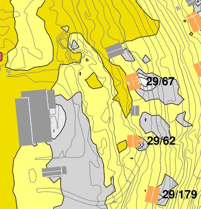 5.1.5 Skjerm for gnr/bnr 29/62 og 29/67 For gnr/bnr 29/62 og 29/67 rett øst for Coop er det lagt inn en fylling med skjerm på toppen.